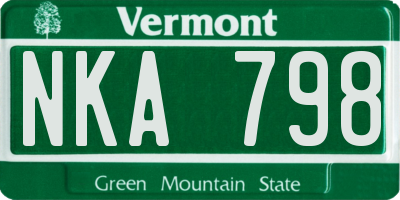 VT license plate NKA798