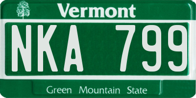 VT license plate NKA799