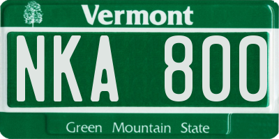 VT license plate NKA800