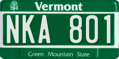 VT license plate NKA801