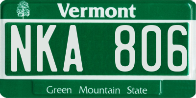 VT license plate NKA806