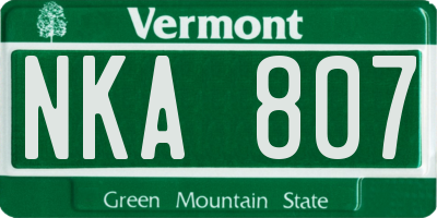 VT license plate NKA807