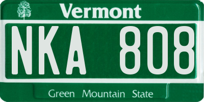VT license plate NKA808