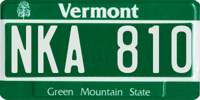 VT license plate NKA810