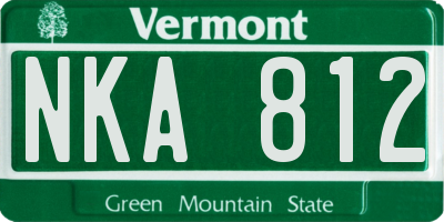 VT license plate NKA812