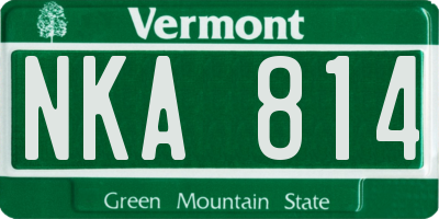 VT license plate NKA814