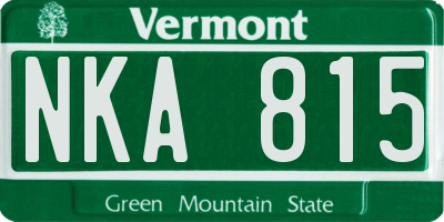 VT license plate NKA815