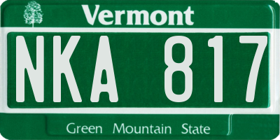 VT license plate NKA817