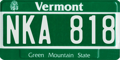 VT license plate NKA818