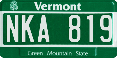 VT license plate NKA819