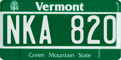 VT license plate NKA820