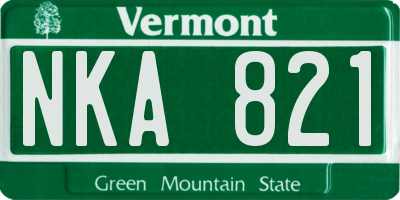 VT license plate NKA821