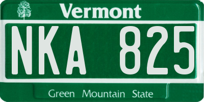VT license plate NKA825