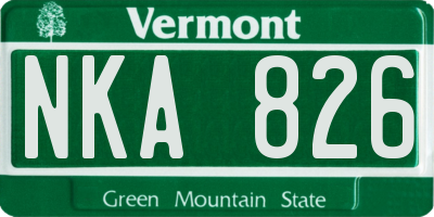 VT license plate NKA826