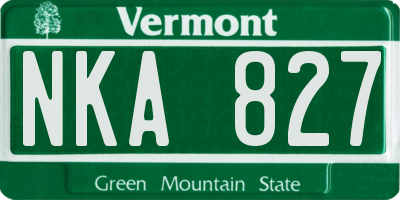 VT license plate NKA827