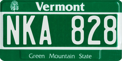 VT license plate NKA828