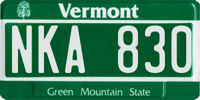 VT license plate NKA830