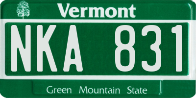 VT license plate NKA831