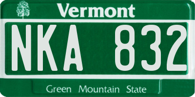 VT license plate NKA832