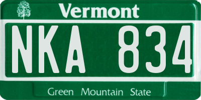 VT license plate NKA834