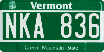VT license plate NKA836