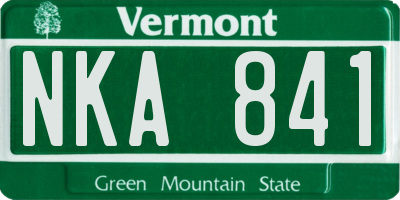 VT license plate NKA841