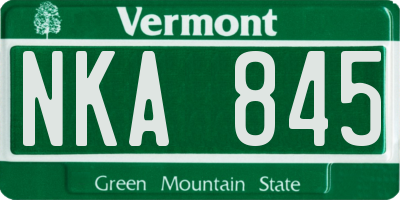VT license plate NKA845