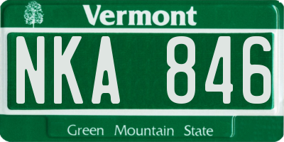 VT license plate NKA846