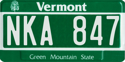 VT license plate NKA847