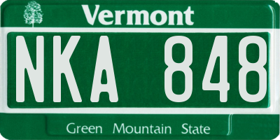VT license plate NKA848