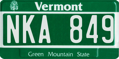 VT license plate NKA849