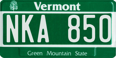 VT license plate NKA850