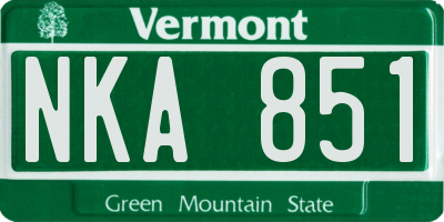 VT license plate NKA851