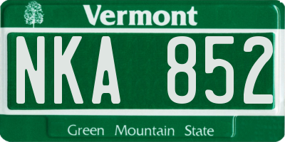 VT license plate NKA852