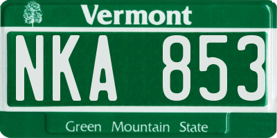 VT license plate NKA853