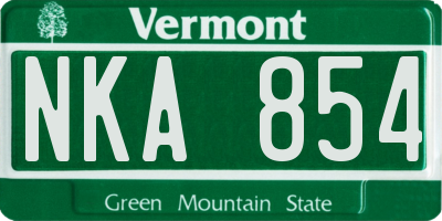 VT license plate NKA854