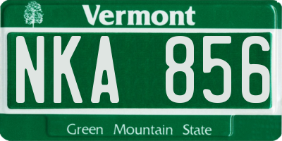 VT license plate NKA856