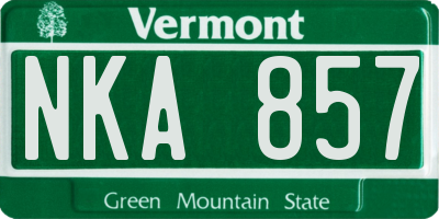 VT license plate NKA857