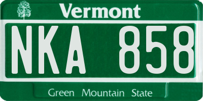 VT license plate NKA858