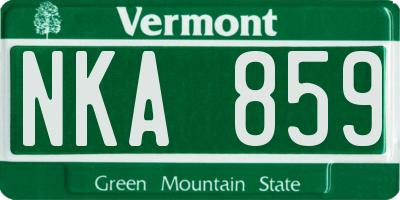 VT license plate NKA859