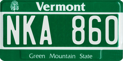 VT license plate NKA860