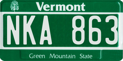 VT license plate NKA863