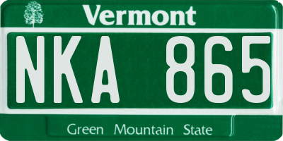 VT license plate NKA865