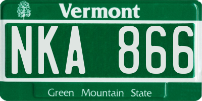 VT license plate NKA866