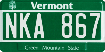 VT license plate NKA867