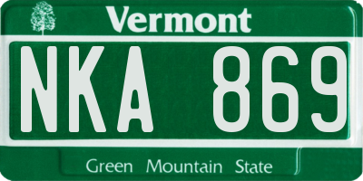 VT license plate NKA869