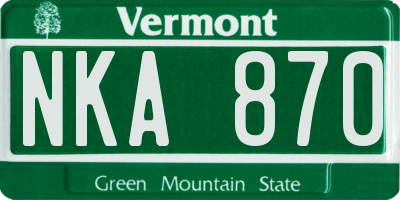 VT license plate NKA870