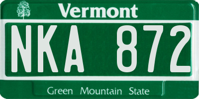 VT license plate NKA872
