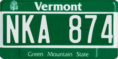 VT license plate NKA874