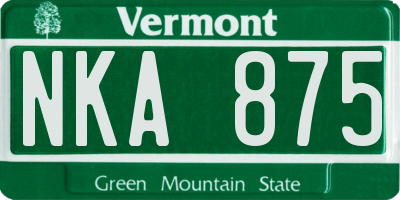 VT license plate NKA875